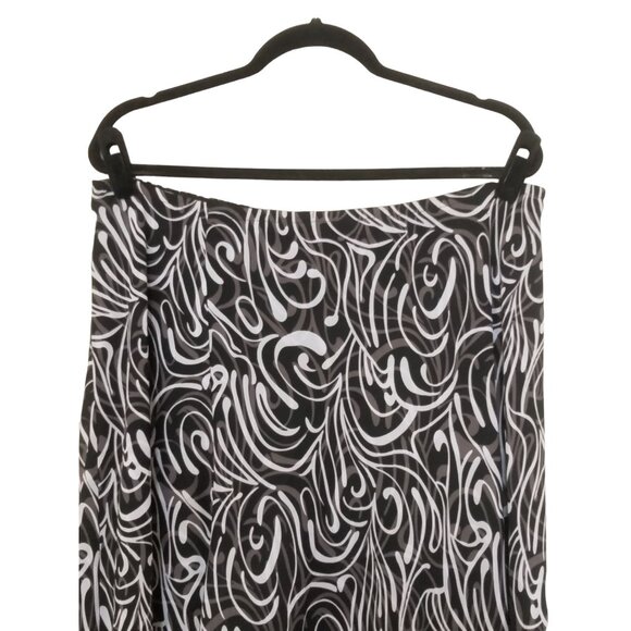 Lane Bryant Womens Flowy Black White Abstract Print Midi Skirt Plus Size 14/16 - Picture 3 of 6